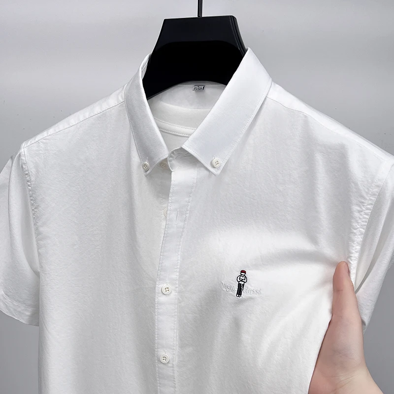 Hot Sale Luxury Brand New Men's Shirt Lapel Cartoon Men Embroid Short Sleeve 100Cotton T-shirt Casual Fashion Trend Menswear Top
