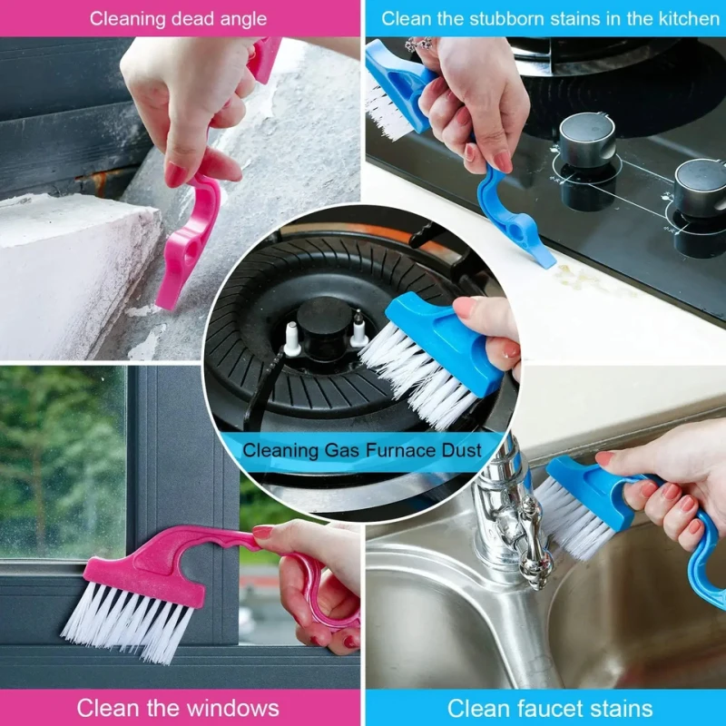 2-in-1 Windows Gap Cleaning Brush & Flat Shovel  Household Cleaning Tool for Kitchen Bathroom Toilet