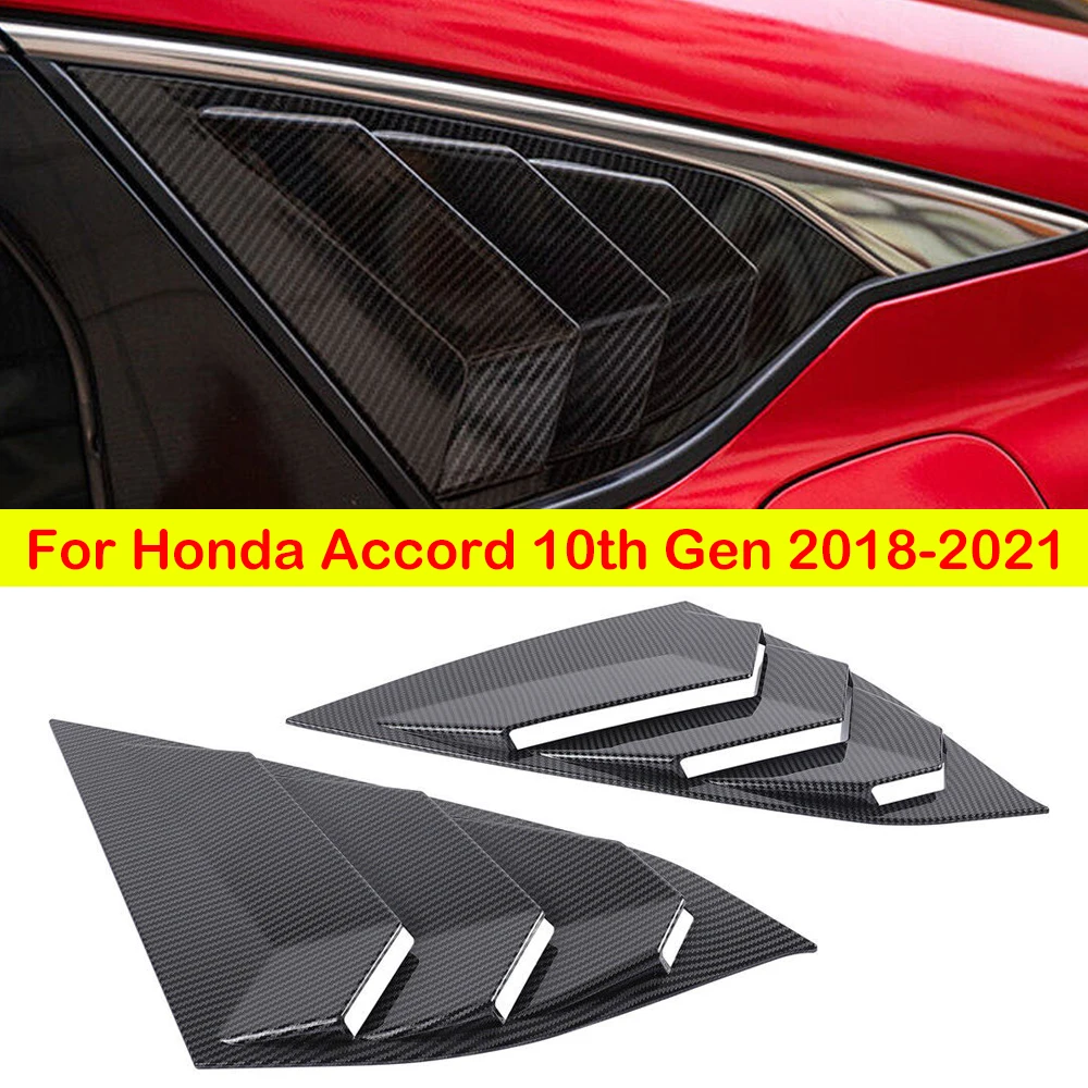 

For Honda Accord 10th Gen 2018-2021 Car Rear Louver Window Side Shutter Cover Trim Sticker Vent Scoop ABS Carbon Fiber Black