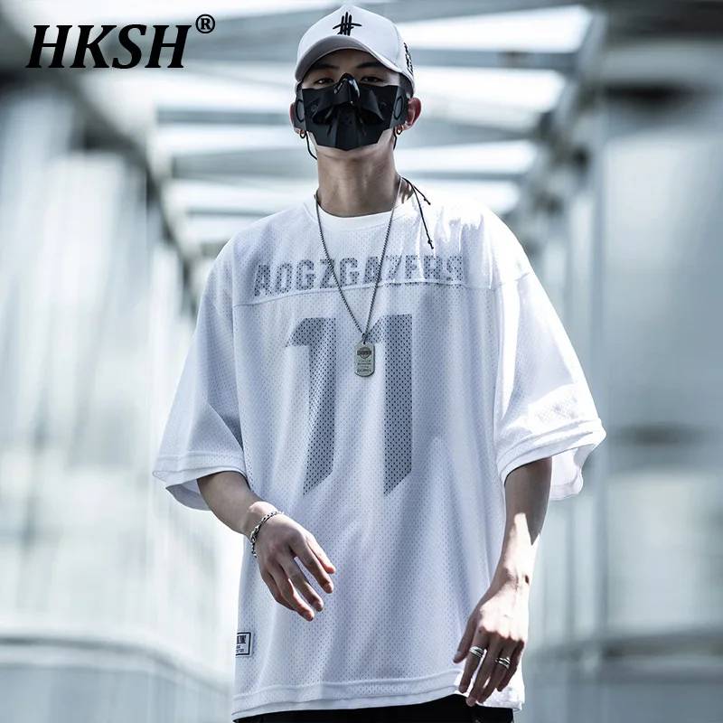 

HKSH China-Chic Brand Summer New Holiday Two Short Sleeve T-shirts Men's Dark Ice Sense High Street Ins Loose Couple Tees HK1917