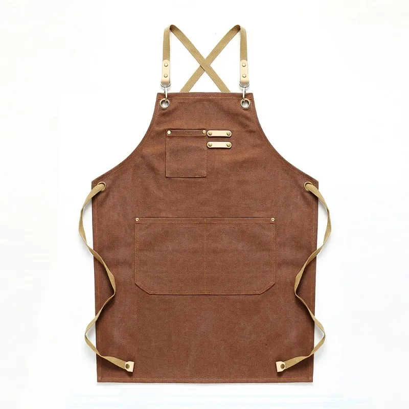 Sturdy Canvas Work Apron Multiscene Protective Apron for Coffee Shop Salon Restaurant Bar