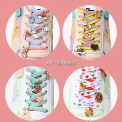 Shoe Decorations Sneakers Shoelace Charms Rainbow Heart Flower Shoelaces Women Metal Buckle Decorative AF1 Accesories Girl 1pcs