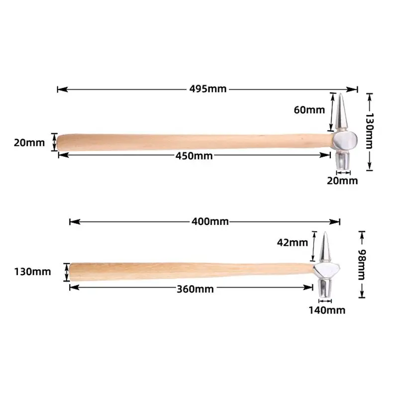 Steel Geological Hammer with Pointed Tip,Wood Handle,495 /400mm Length,for Geological Study,Rock Hounding,Prospecting молоток