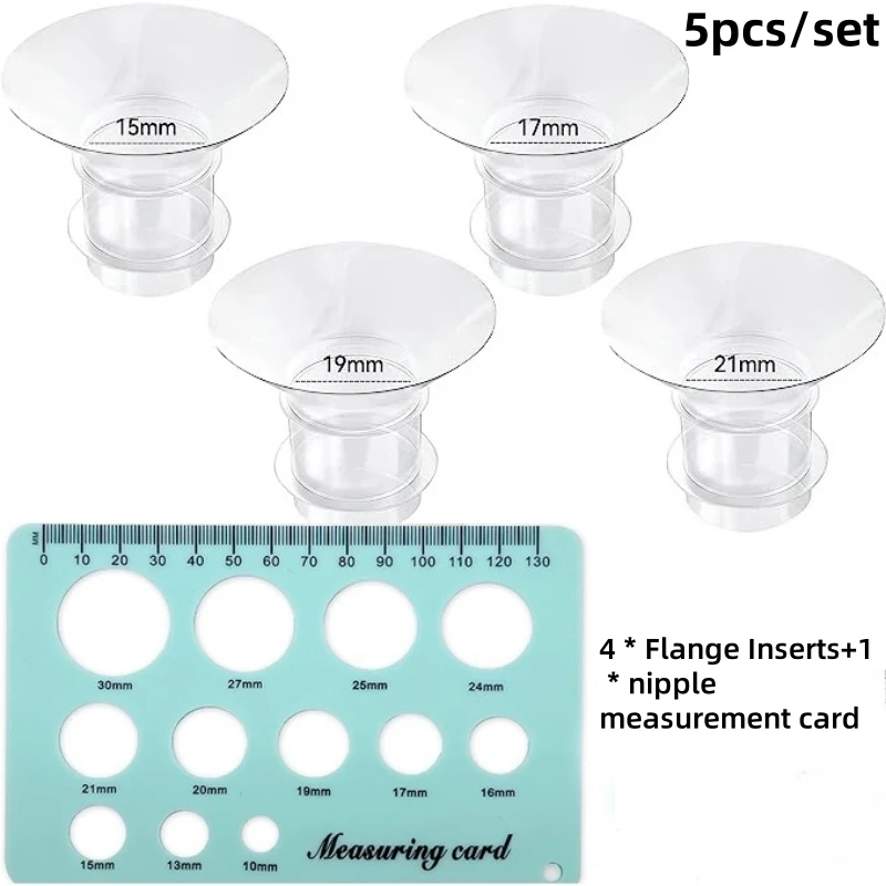 5pcs/set Flange Inserts 15/17/19/21mm Compatible with TSRETE Medela Momcozy S9/S9Pro/S12/S12Pro Wearable Breast Pump