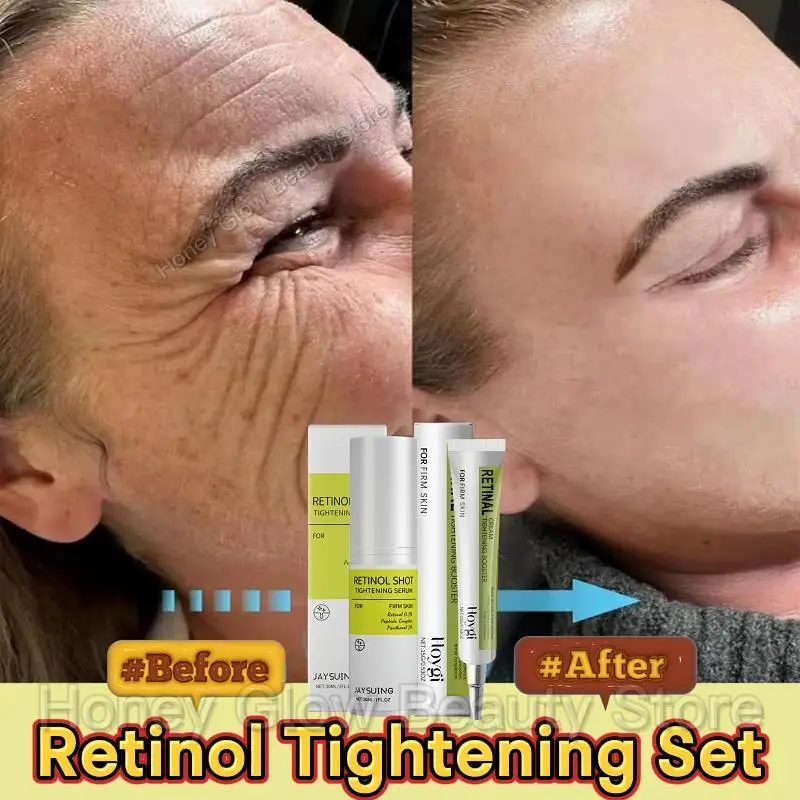 

Retinol Wrinkle Remover Cream Shot Tightening Firming Fine Line Enhancer Moisturizing Pore Shrinking Repair Serum Skin Care Set