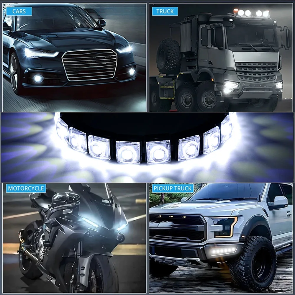 2PCS 6/8/9/12LED Auto Styling DRL Tagfahrlicht Auto Led Nebel Licht blinker Fahren Birne Wasserdicht 12V Weiß Scheinwerfer