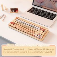 MAMBASNAKE x AJAZZ 308i Retro Wireless Keyboard, Bluetooth Silent Cute Computer Keyboard with Round Punk Compact 84 keys
