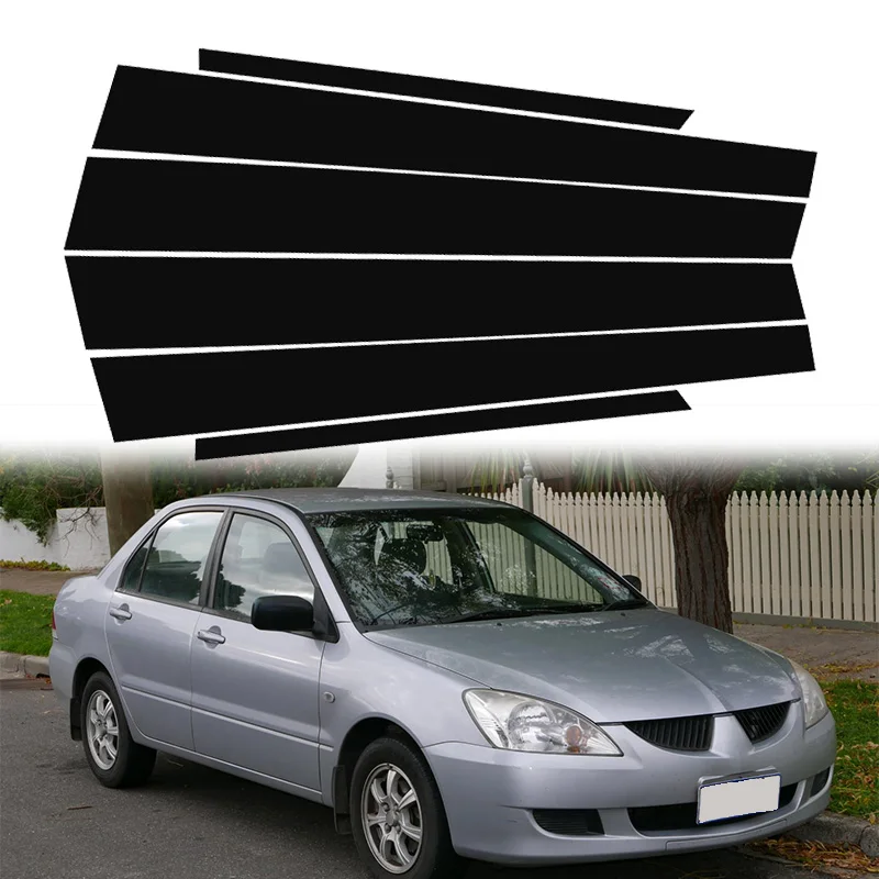 

6 шт., накладка на стойки для Lancer CS3 GLX 2000-2006, глянцевые черные наклейки на дверную колонну автомобиля, Стайлинг