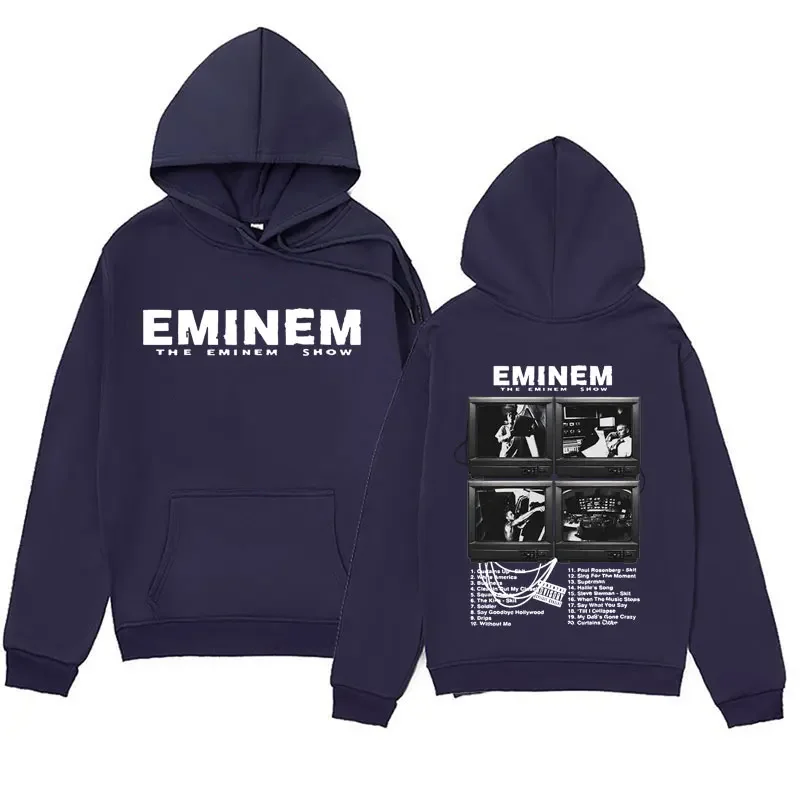 Men\'s and women\'s hooded sweatshirts large streetwear with rapper Eminem prints music albums world tour gifts hip-hop style