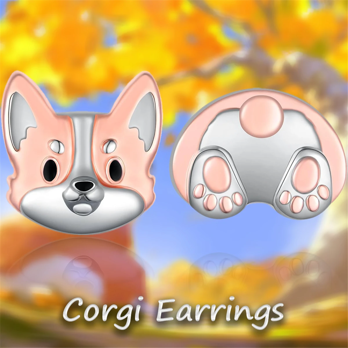 1Pair Cute Two-color Corgi Earrings Exquisite Women's Pet Puppy Jewelry Accessories Dog Lovers Perfect Holiday Birthday Gift