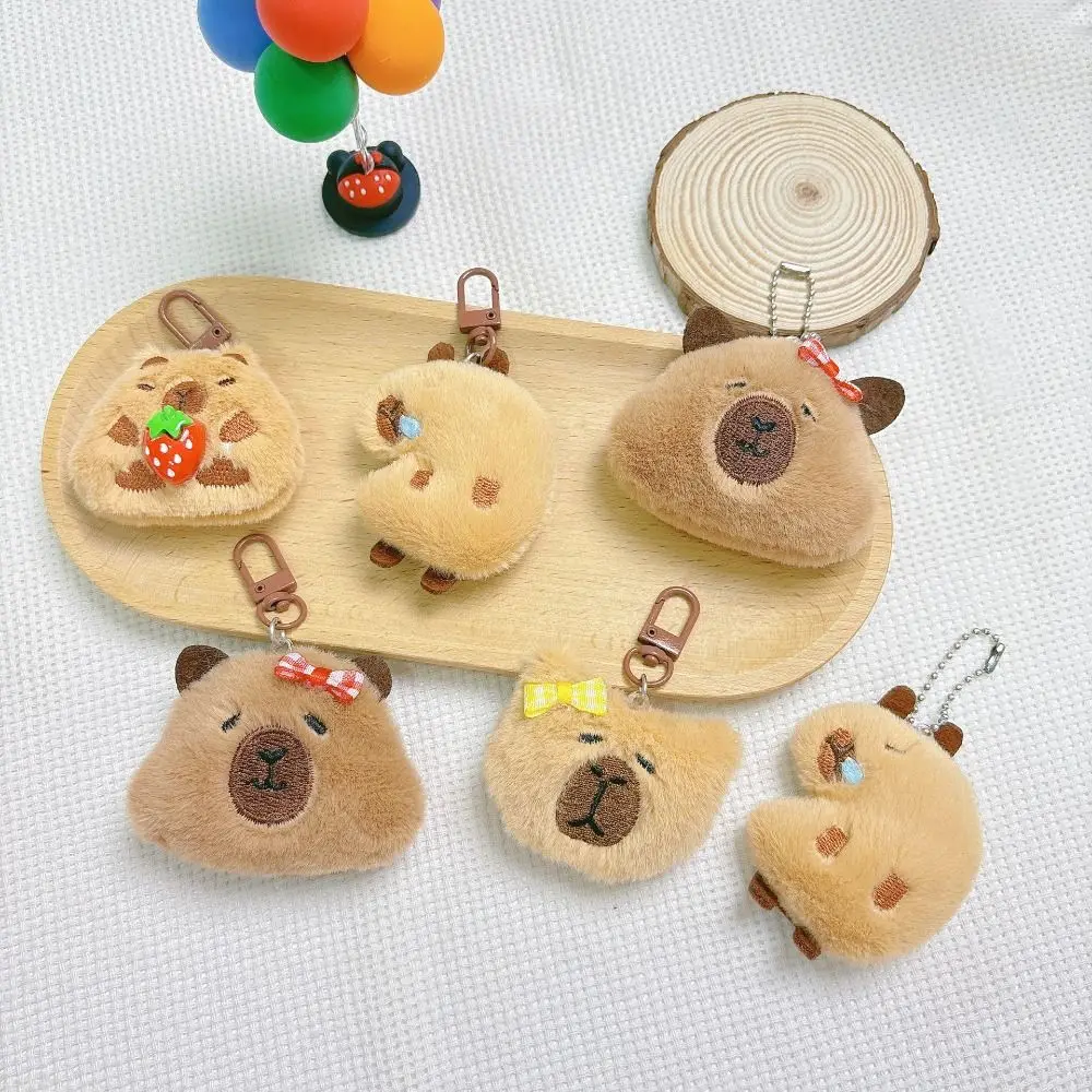 LLavero de peluche de dibujos animados de Capybara, colgante de muñeca, juguetes de peluche, accesorios de mochila escolar, regalos de llavero de coche