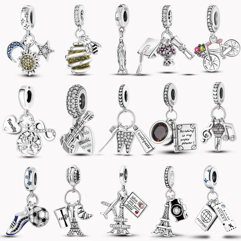 

Подвеска для камеры из стерлингового серебра 925 пробы с железной башней, подходит для оригинальных женских браслетов, подарков для изготовления ювелирных изделий своими руками