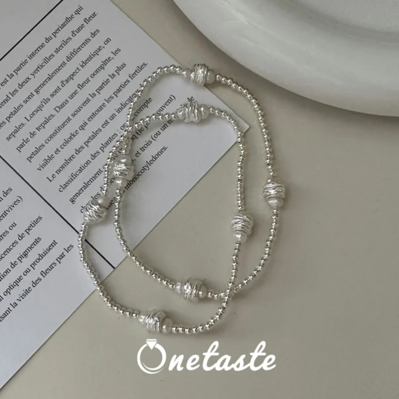 

Real 925 Sterling Silver Pearl Charm Beaded Strand Bracelet For Women Elastic Rope Minimalist Trendy Stack Chain Link Bracelets