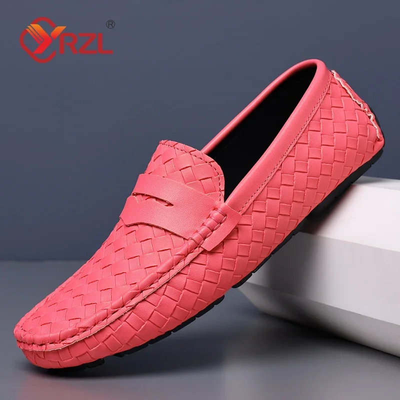 

YRZL Loafers for Men New Handmade Moccasins Men Flats Casual PU Leather Shoes Luxury Comfy Mens Loafers Size 48 Shoes Men
