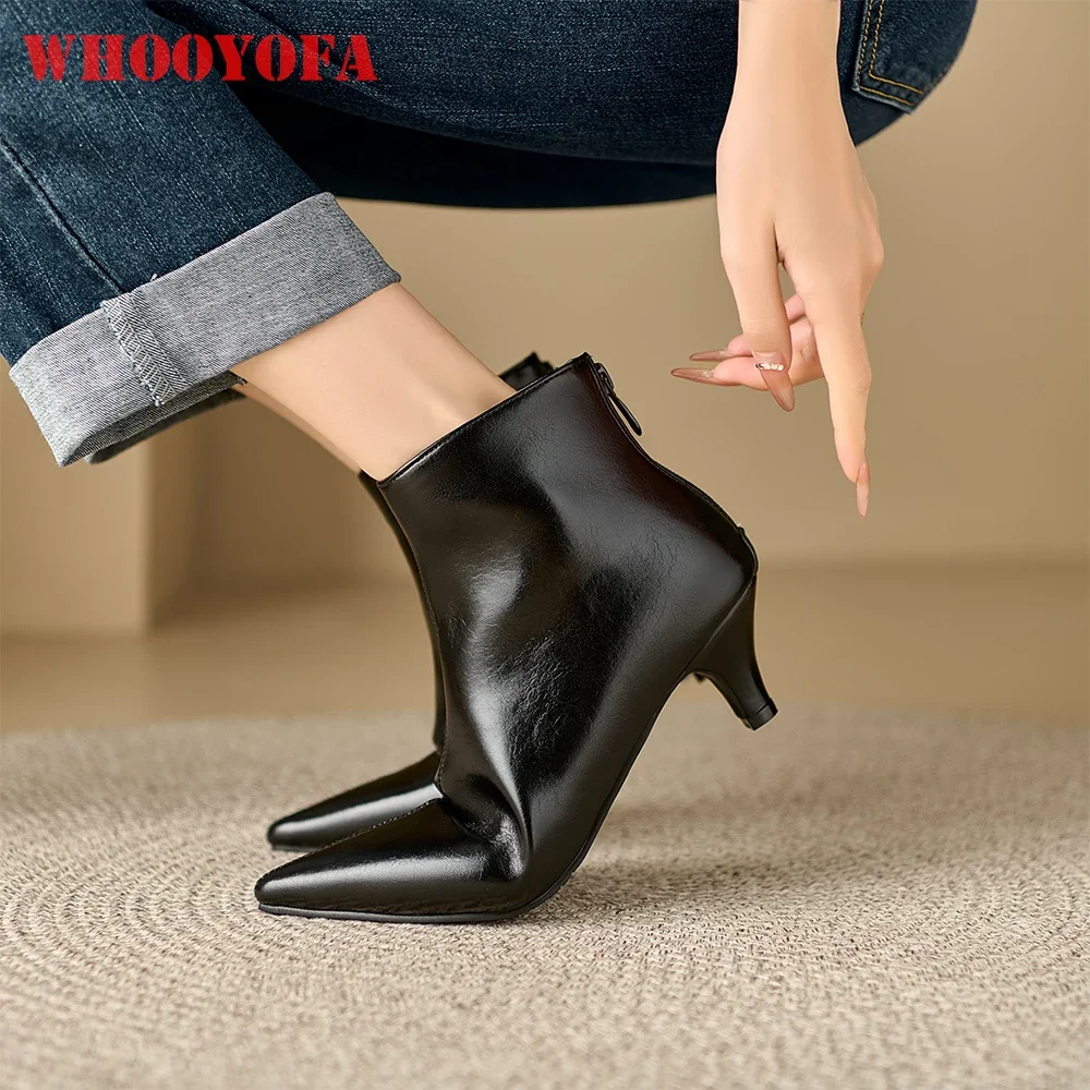 

New Winter Elegant Black Brown Women Ankle Boots Hot 2 Inch High Heels Lady Formal Shoes Plus Big Size 12 43 45 48