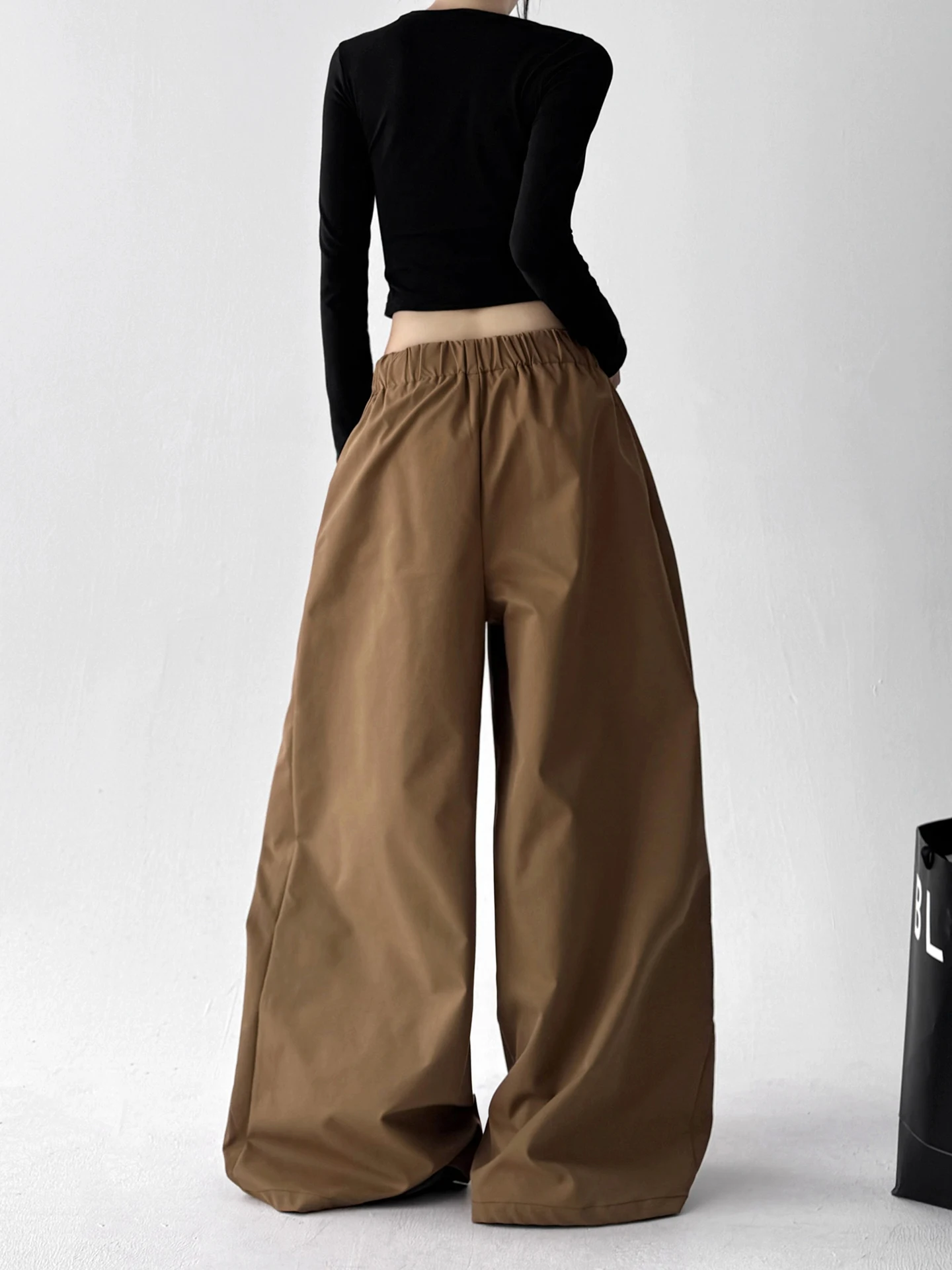 Plones de Trabajo de Cintura Alta y Pierna Ancha de Diseño Original para Mujer, Estilo Nuevo de Otoño, Plones Casu...