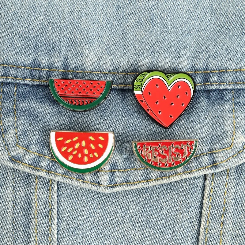 Creative Cartoon Brooch Watermelon Mushroom Cloud Bicycle Painting Star Sun Heart Game Console Metal Badge Punk Jewelry Gift