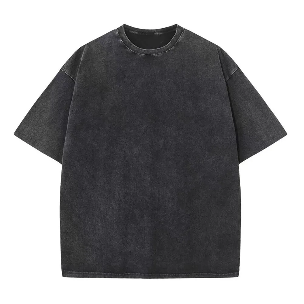 Washed T-Shirt 230G 100Cotton Solid Oversized Loose Fitness Mens Tee Tops Dropped Shoulders Short Sleeve Gym Bodybuilding Shirts image 4