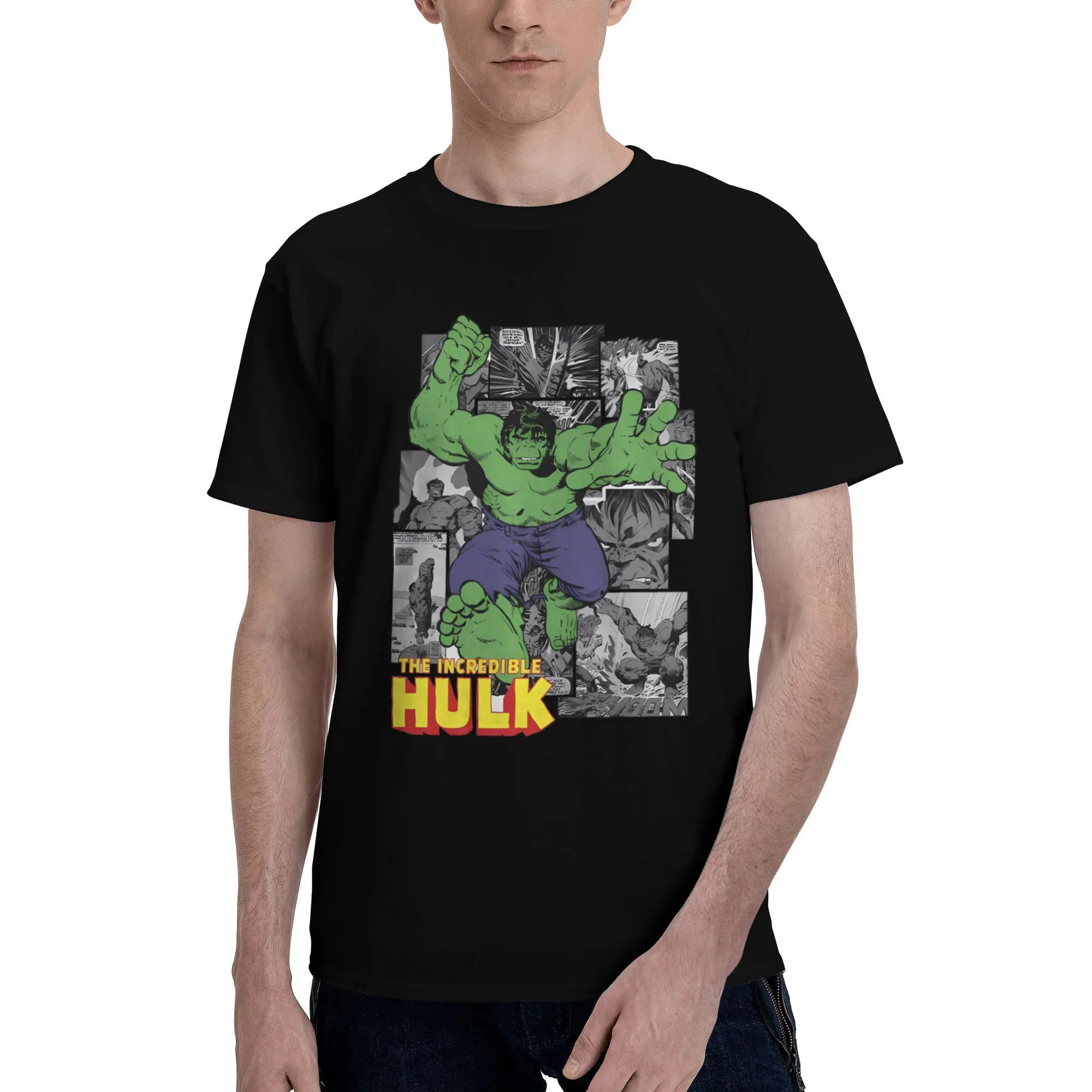 The Incredible Hulk Comic Men T Shirt  Novelty Tee Shirt Short Sleeve Round Collar T-Shirt Cotton Summer Clothing