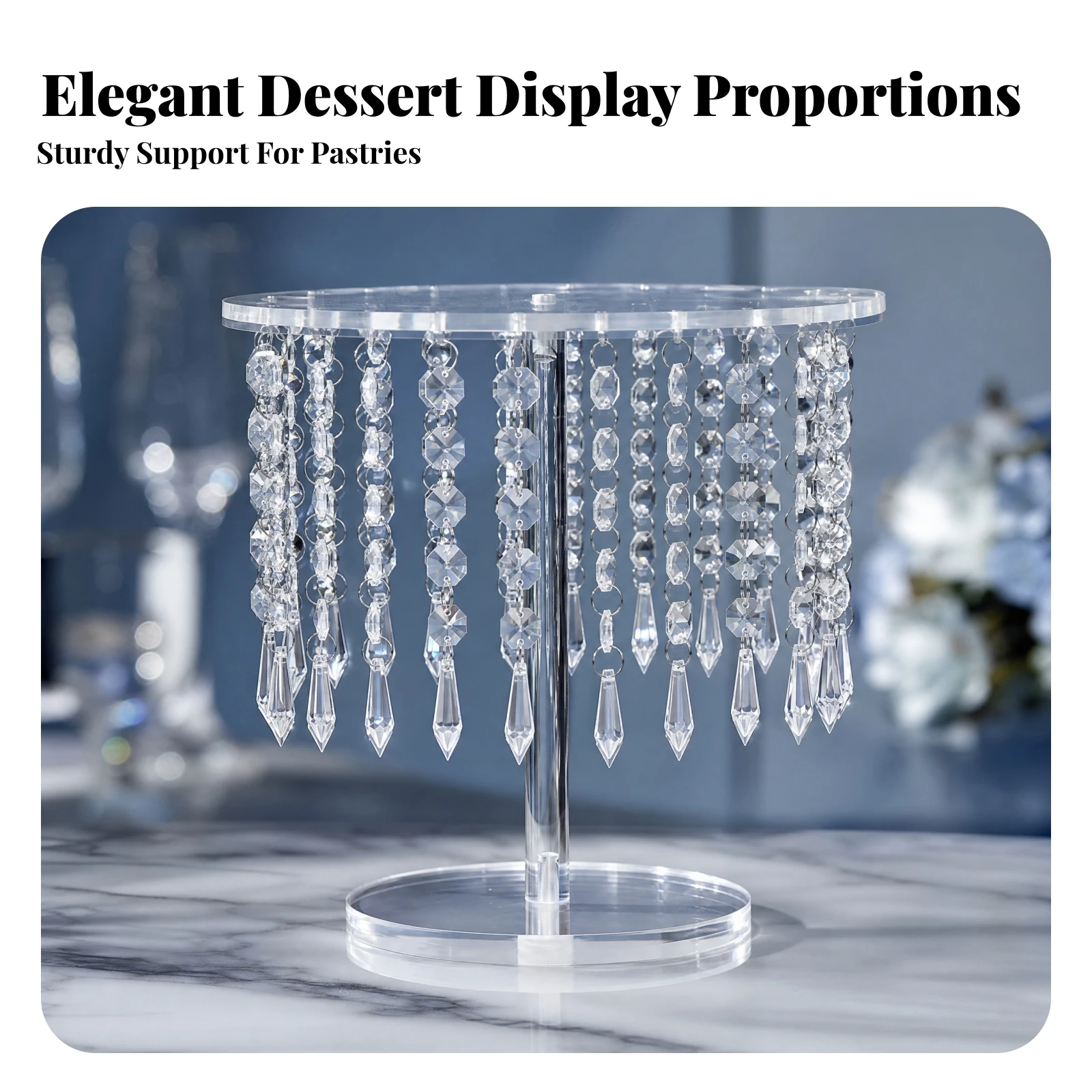 Clear Acrylic Dessert Stand Elegant Acrylic Cake Display Stand Cake Holder Long-Lasting Stable for Wedding Receptions