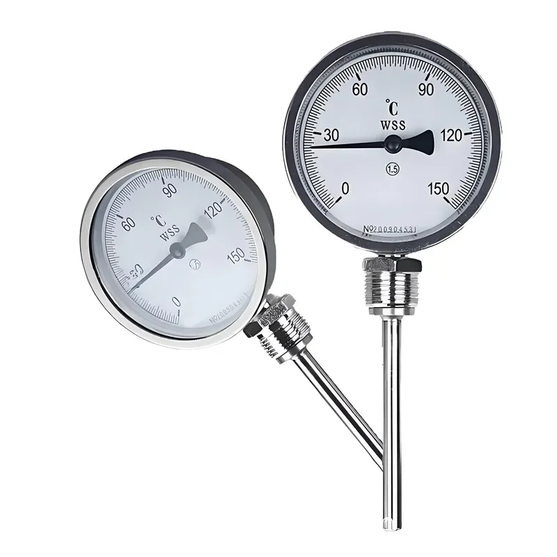 Bimetallic Thermometer Stainless Steel WSS-401 Industrial Disc Pointer Type Radial Axial Boiler Pipeline OEM IP64 0.1C