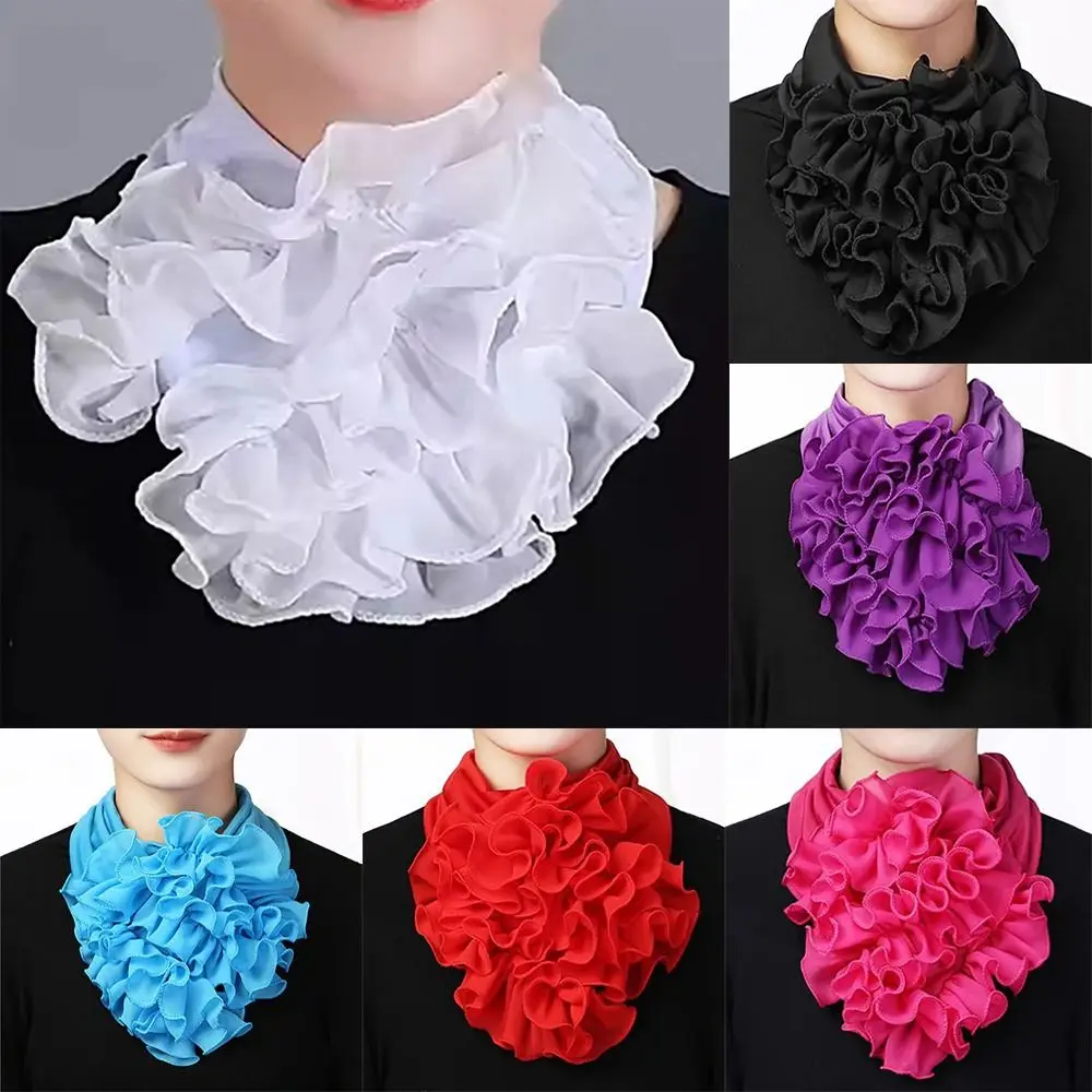 Col de cou décontracté de couleur unie, taille libre, col à volants détachables, foulard pour femmes