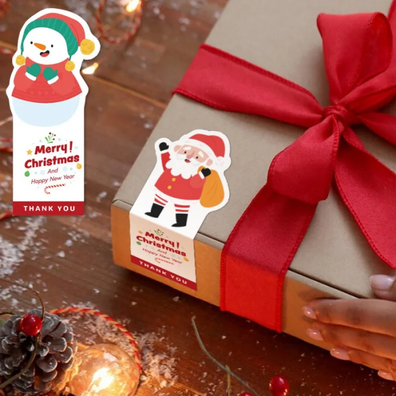 50pcs Christmas Santa Claus Sticker Party Gift Box Bag Snowman Sealing Sticker Packaging Decoration Self-Adhesive Label
