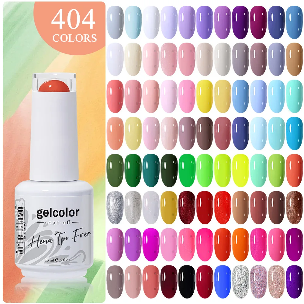 Arte Clavo Solid Color Gel Nail Polish 15ml Soak Off UV LED Gel Semi-Permanent Glitter Polish For Manicure Nail Art Salon Gel
