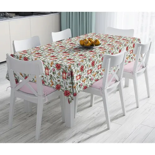 Real Homes Candlestick Design Christmas Konseptli Digital Printed Decorative Table Cloth