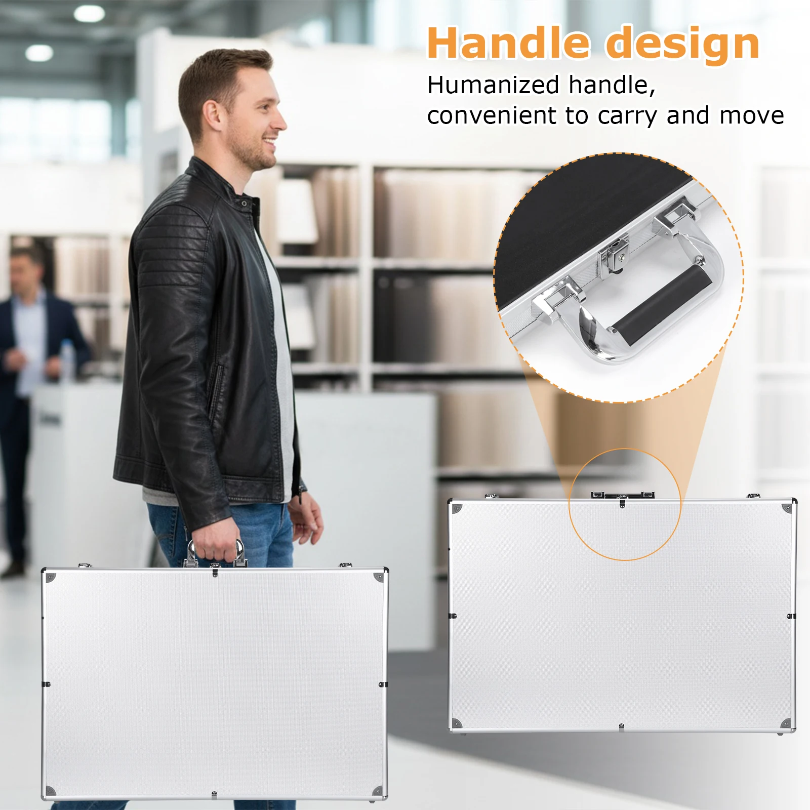 

Витрина для спортивных карточек 24x20/33x22 дюйма, большая алюминиевая настольная витрина с замком и ручкой для TCG, ювелирных изделий, поделок и коллекционных предметов