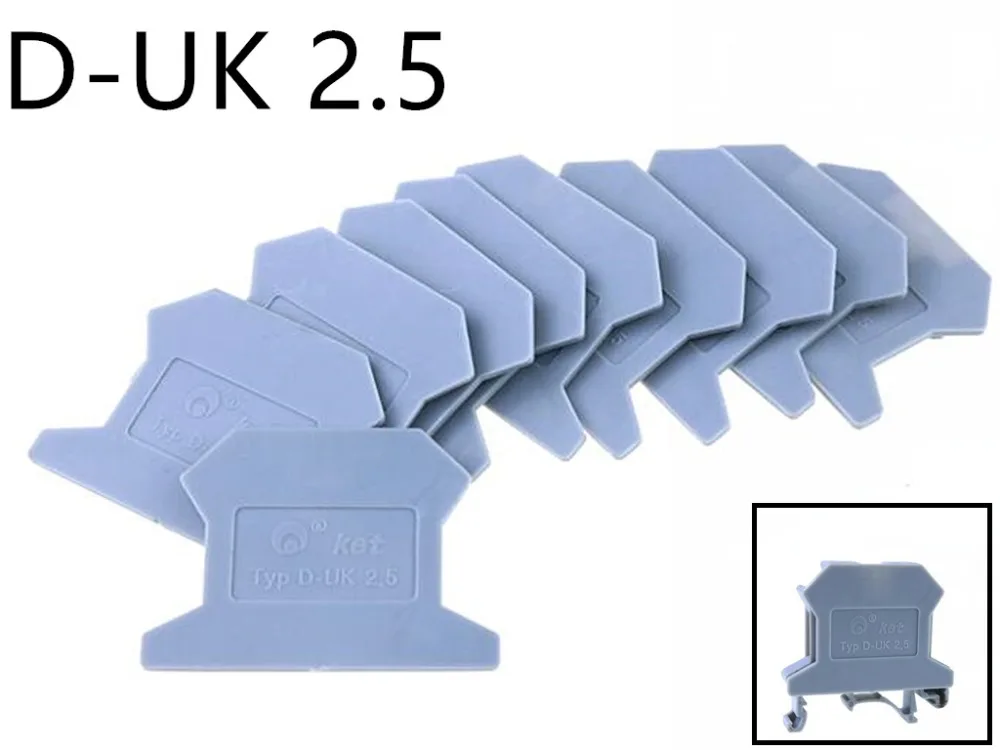 10pcs/lot D-UK2.5/1.5 END PLATE Din Rail Universal Screw Type Terminal Blocks End Cap FREE SHIPPING Apply to UK2.5B UK1.5N