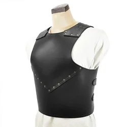 Medieval Steampunk Vintage Viking Warrior Knight Gladiator Chest Armor PU Leather Vest Breastplate Costume For Larp Cosplay