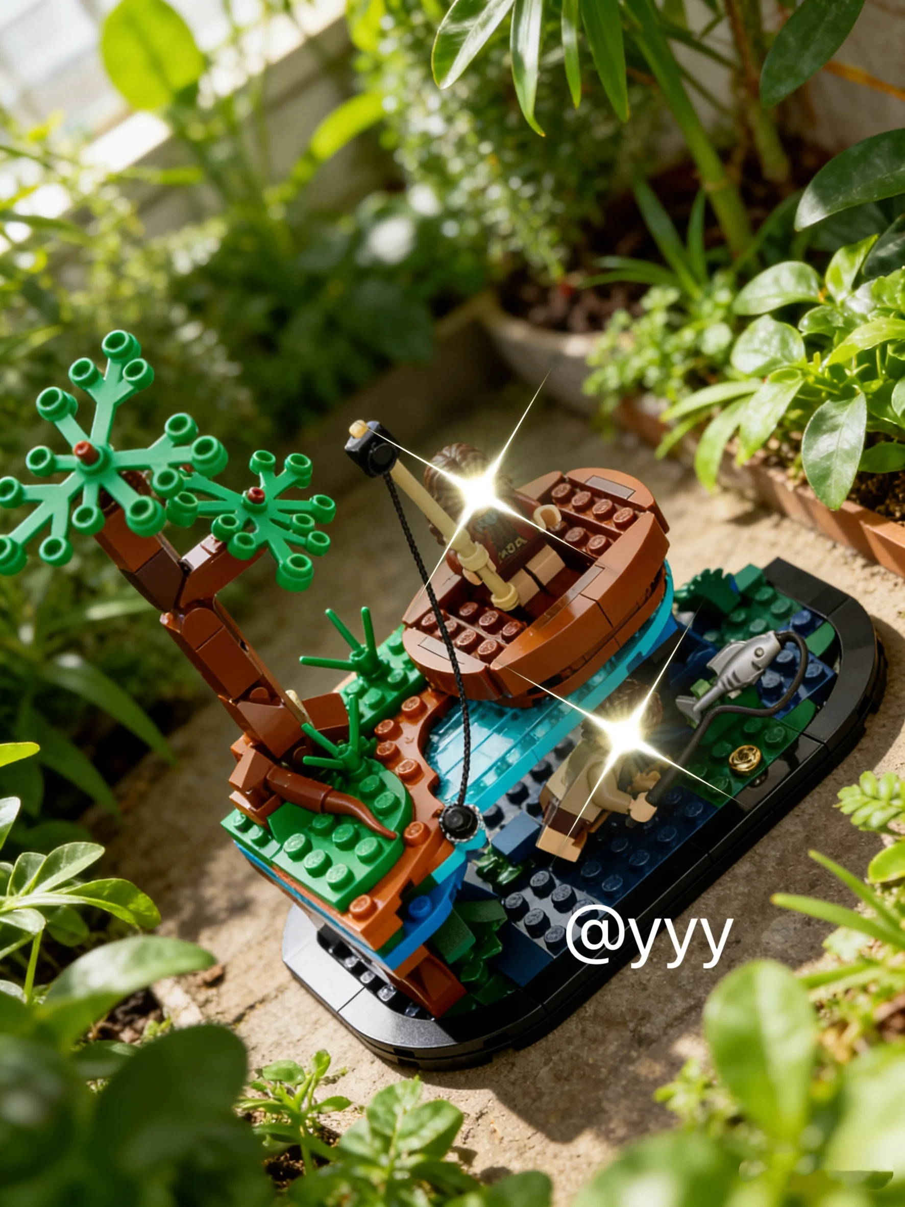 2026 new style/Lord of the Rings Smeagol Déagol Building Block Set Double Waterline River View Rotatable Boat Brick model DIY As