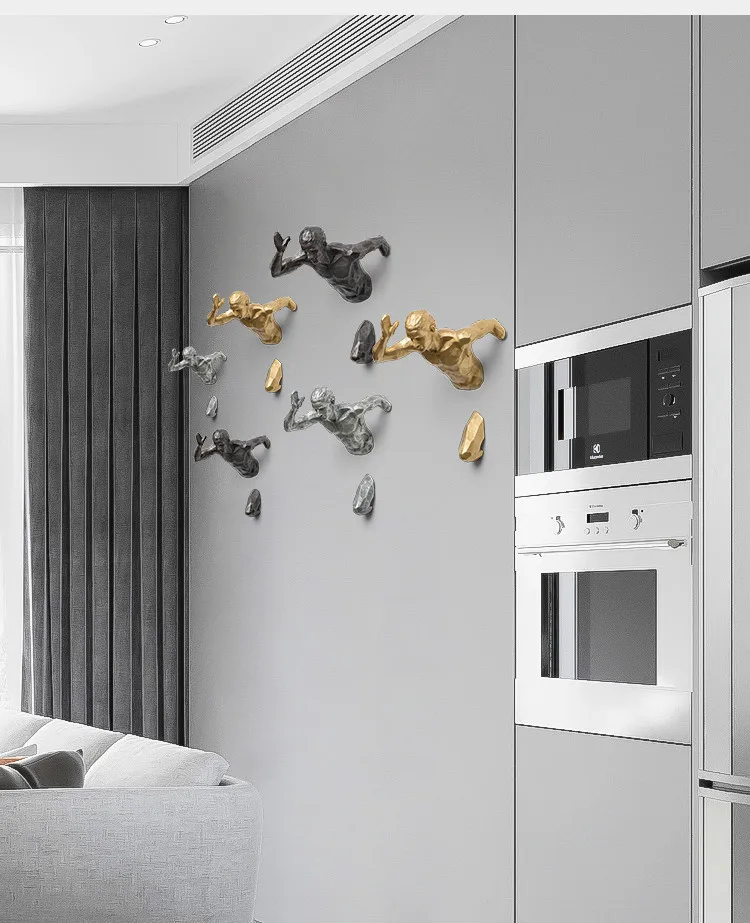 3D Industrial Style Running Sculpture Resin Living Room Background Home Decoration Wall Hanging Run Figure Statue Sports Figures
