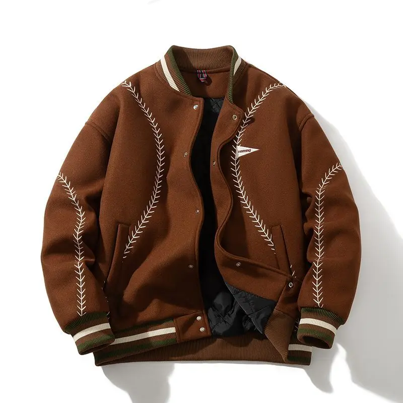 

Women's Baseball Jaet Embroidered Cotton Flight Jaet Autumn Winter Street Sle Trendy Brand Loose Fit Long Sve Coat