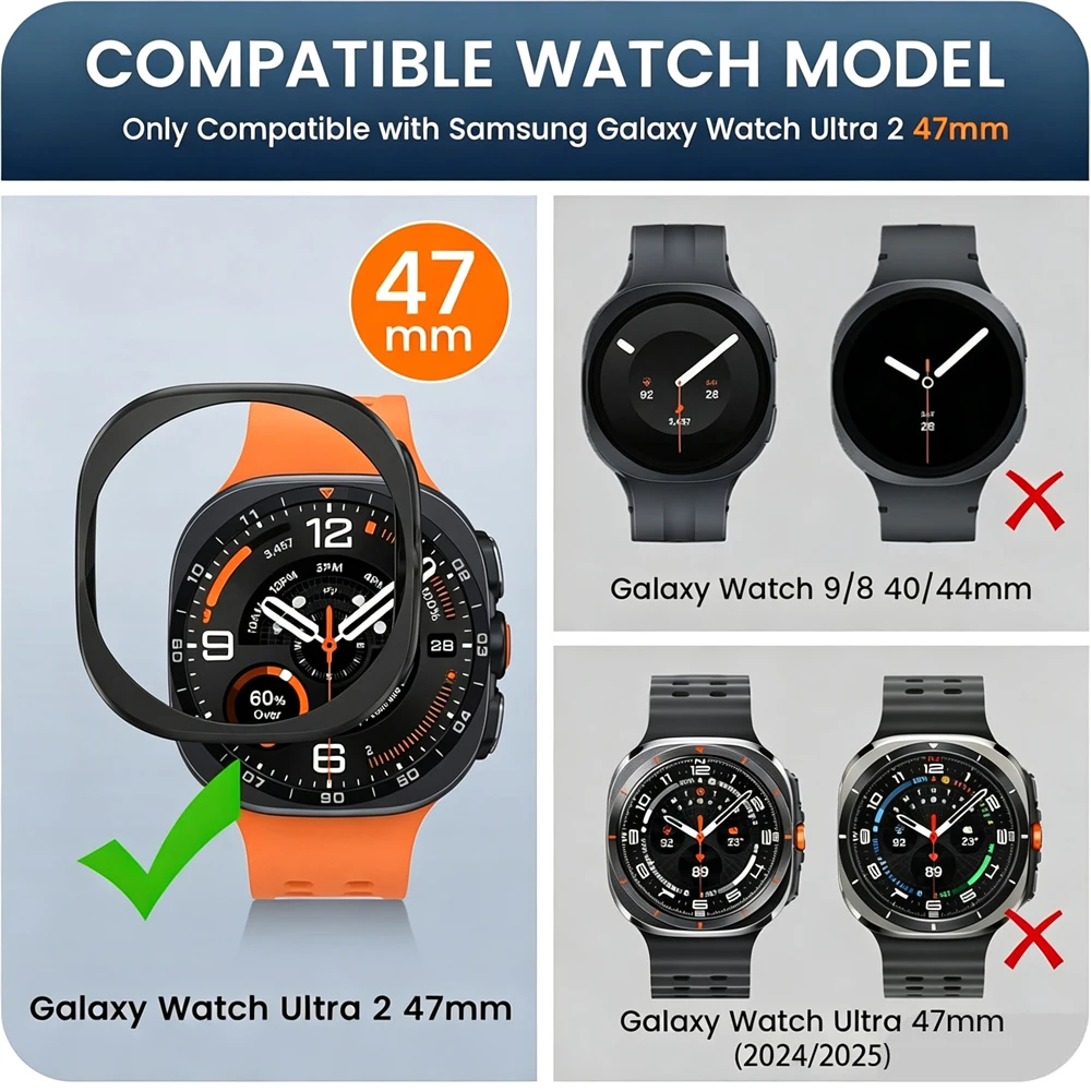 Hülle für Samsung Galaxy Watch Ultra2 47mm, stoßfeste Schutzhülle aus hohlem Hart-PC für Galaxy Watch Ultra 2 2026 – Detail 8