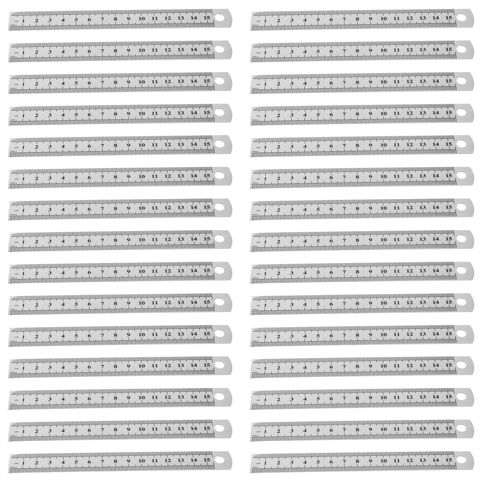 30pcs 15 Cm 6 Inch Stainless Steel Ruler Dual Scale Straight Edge Measuring Tool For Woodworking Guitar Repair Drafting School