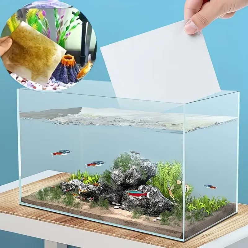 50/300Pcs Aquarium Color-Absorbing Sheets Filter Sheets Fish Tank Yellow-Absorbing Paper Pad , Water Purification Paper