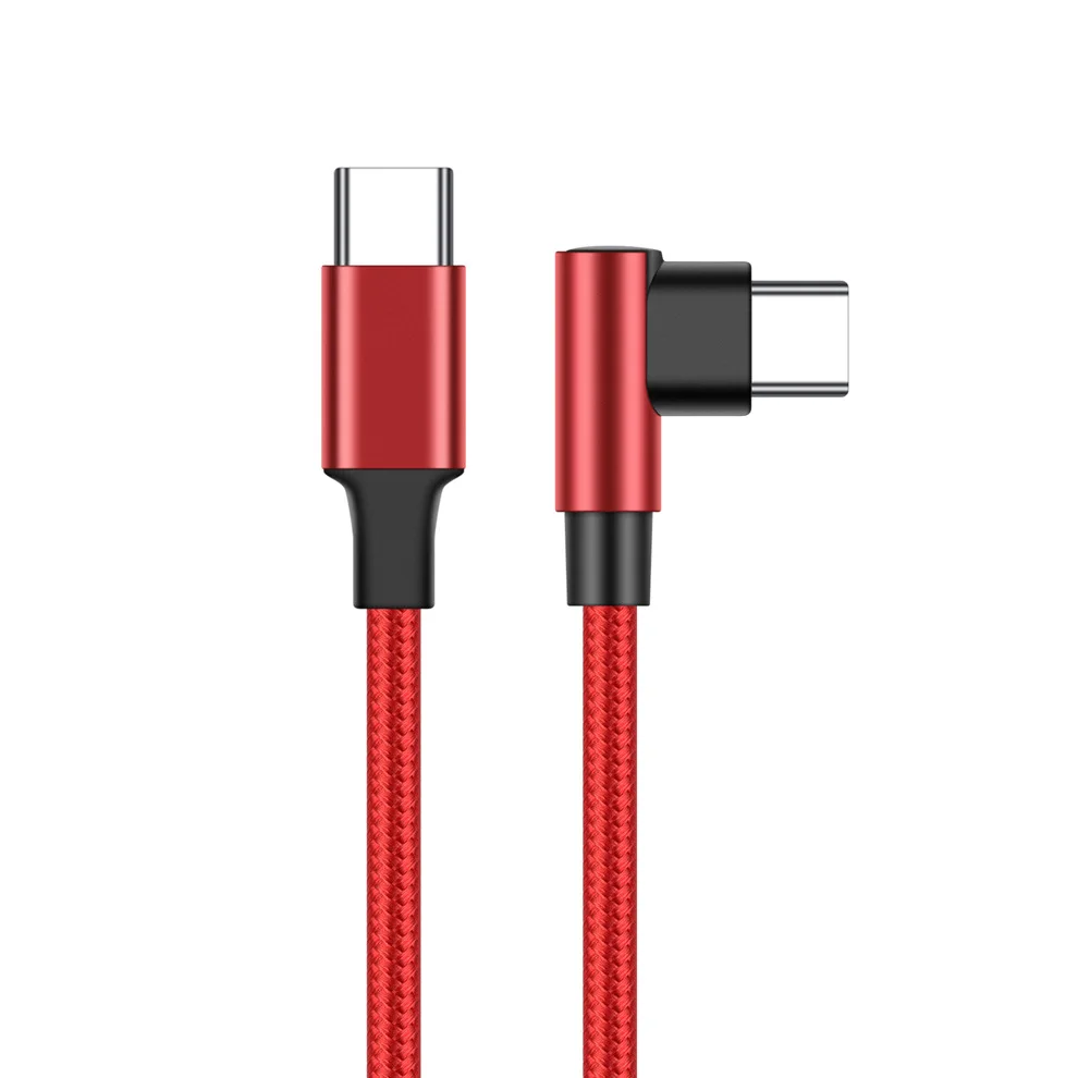 90 graden elleboog Type-c kabels 20V 3A 60W PD snel opladen USB C naar Type C nylon gevlochten kabel 0,2 m 0,5 m 1 m 2 m 3 m