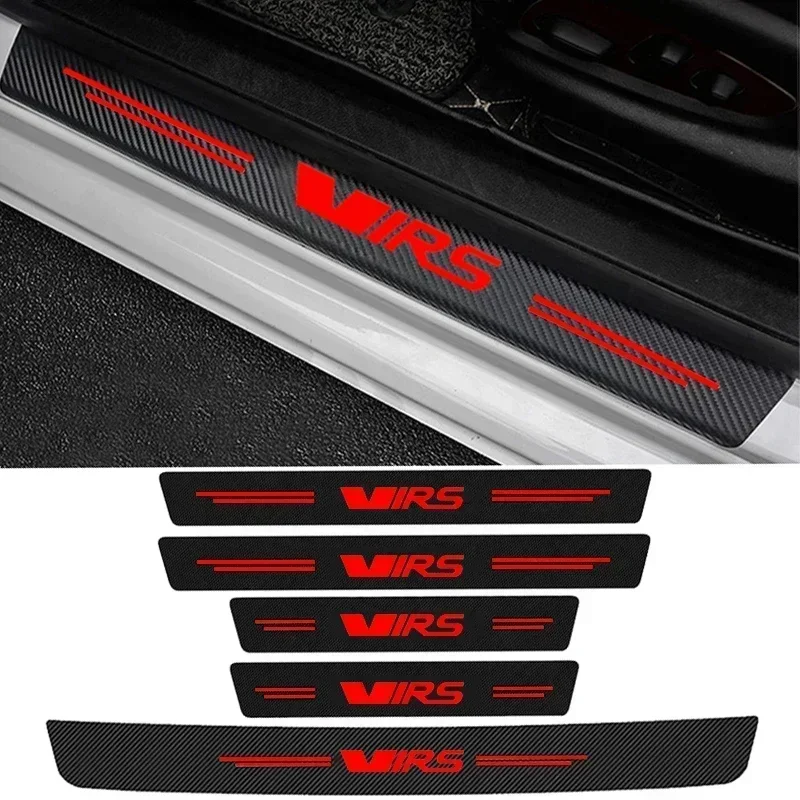 

Carbon Fiber Car Door Sill Rear Trunk Bumper Guard Plate Protector Stickers for Skoda VRS RS Logo Threshold Anti-Scratch Decals