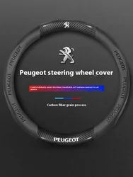 For Peugeot 107 108 206 207 208 301 307 308 406 407 408 508 607 106 3008 4008 5008 GT RCZ Car Fiber Leather Steering Wheel Cover