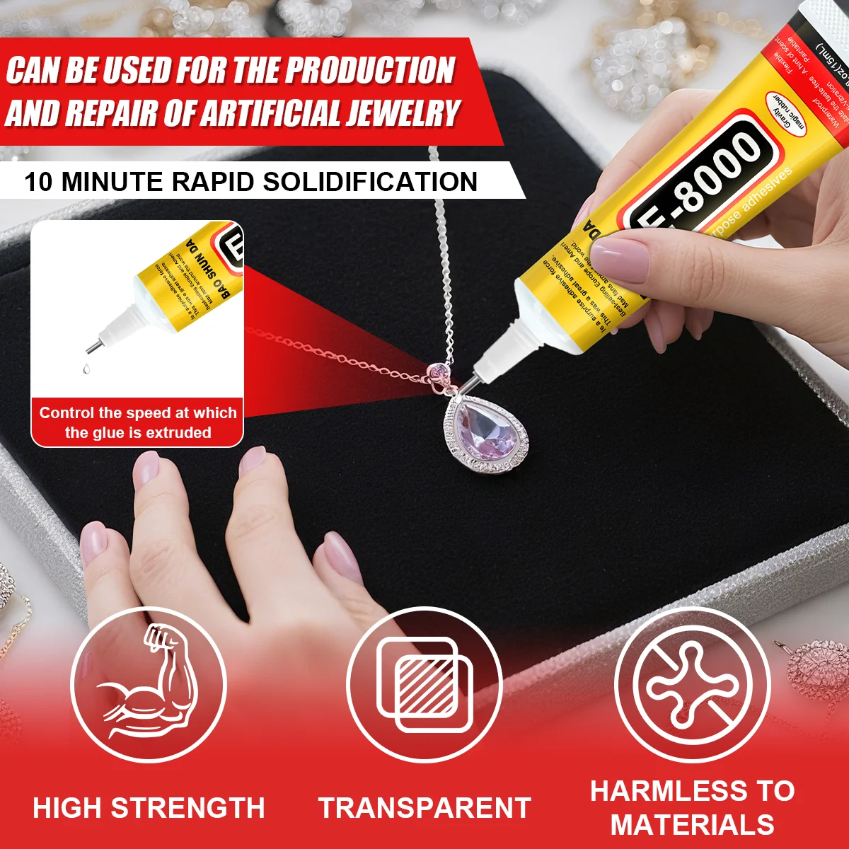 15g Lem Rhinestone untuk Kuku Gel Lem Kuku Super Kuat untuk Hiasan Kuku 3D Gel Bling Dekorasi Permata Seni Kuku Berlian