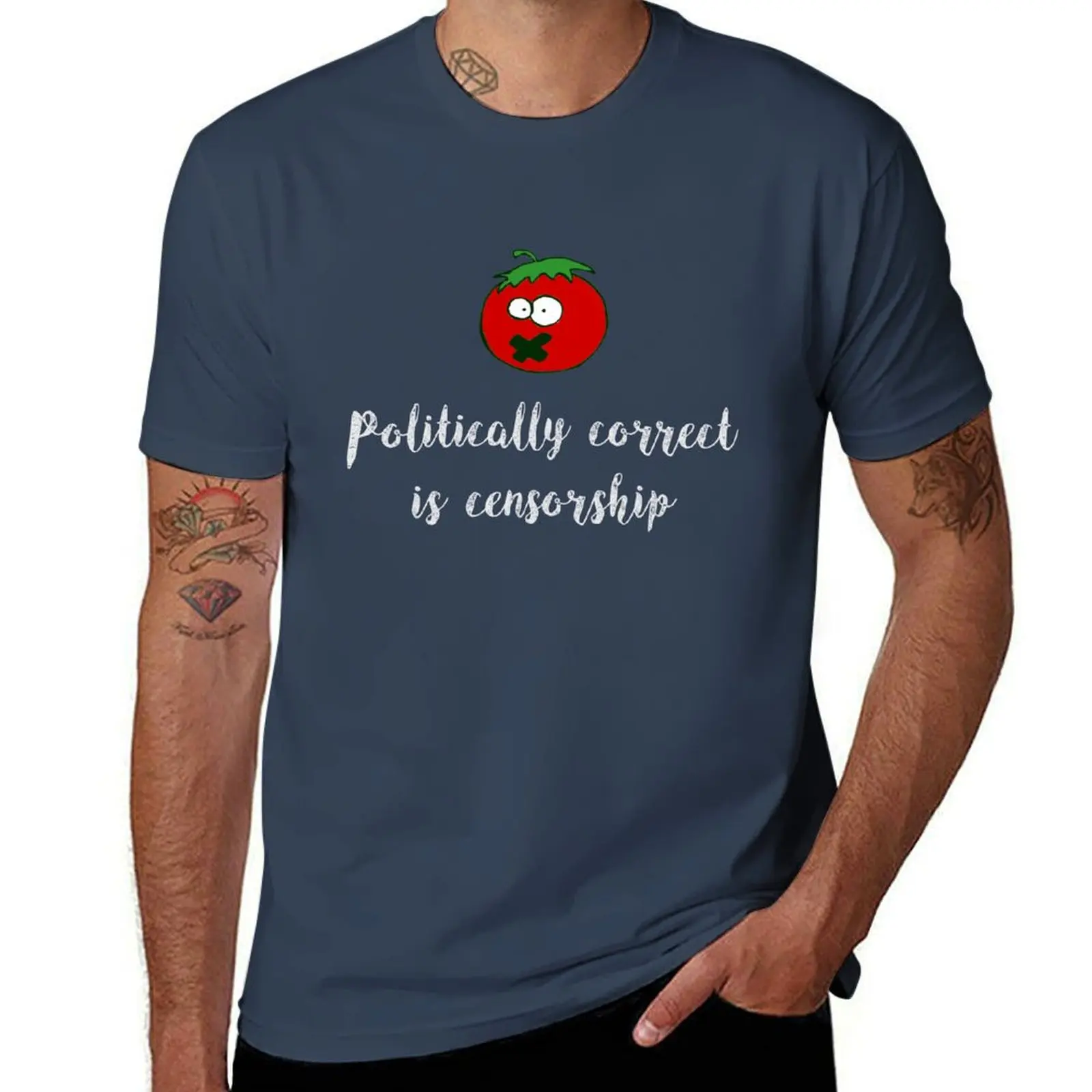 tomato censorship T-Shirt Basic Short Sleeve Cotton Blend T-Shirt