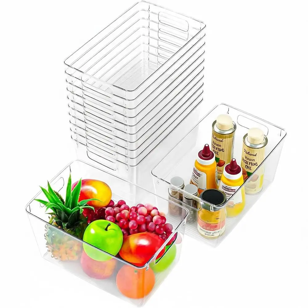 

Большие прозрачные пластиковые контейнеры для хранения с ручками, для кухни, кладовой, гардероба, ванной комнаты