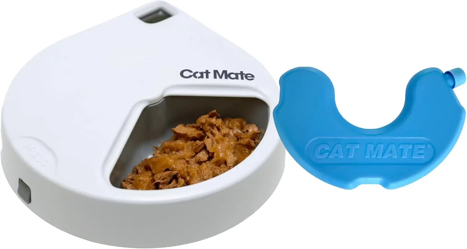

C300 Automatic Pet Feeder with Digital Timer - 3 Meals, 0.73lb Each, for Cats & Small Dogs, White