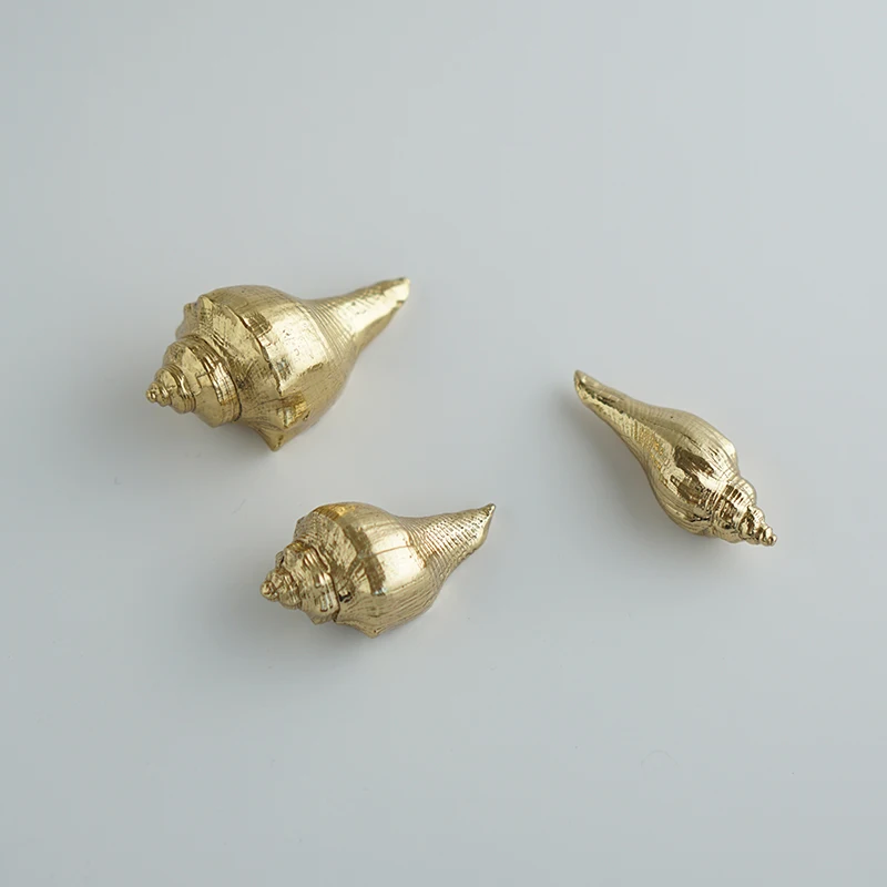 Creative Conch Shaped Handles Solid Brass Drawer Cabinet Door Knob Shoes Cabinet Furniture Handle Gold Decoration Pulls Hardware