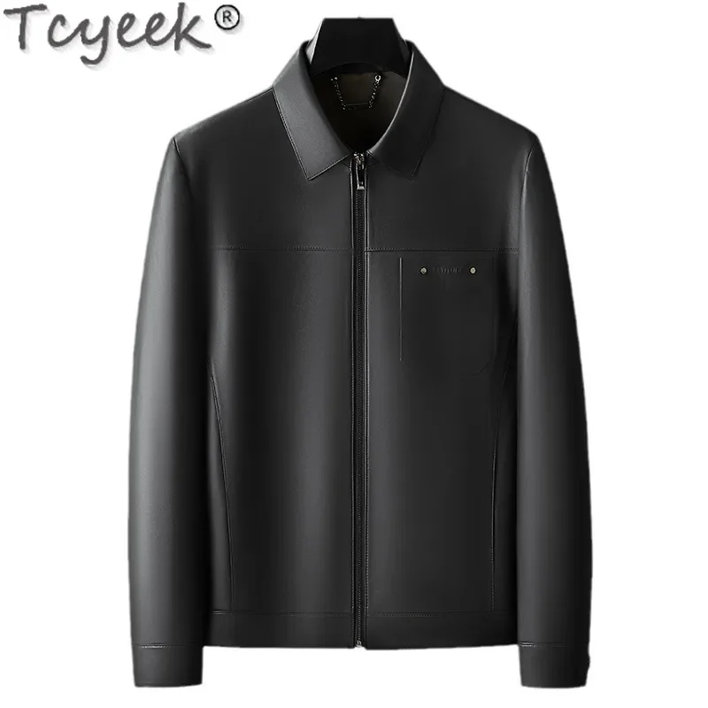 Tcyeek Genuine Leather Man Jackets Real Sheepskin Coat Spring Autumn Clothes Business Casual Mens Coats 2025 Jaqueta De Couro