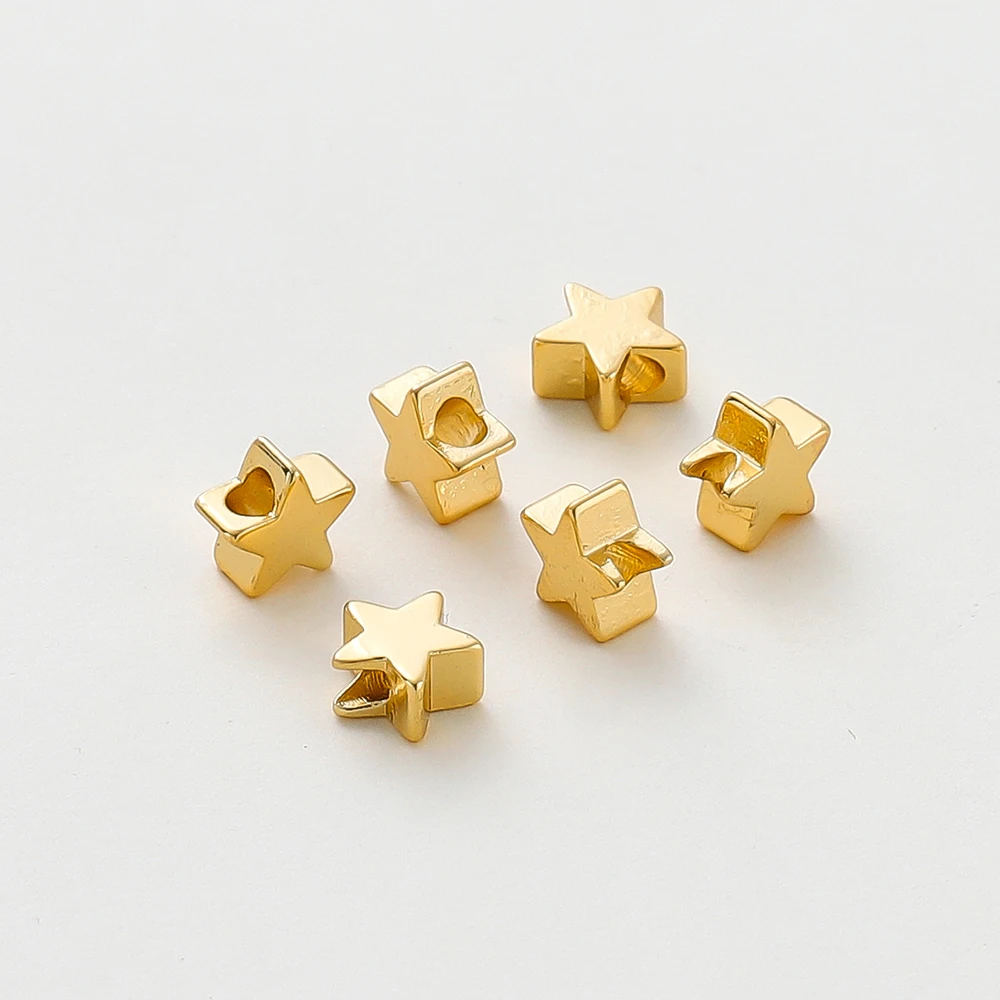 

20Pcs 14K/18K Gold Color Plated Brass 6mm Star Shape Bead Spacer Beads for DIY Bracelet Necklace Jewelry Making Supplies