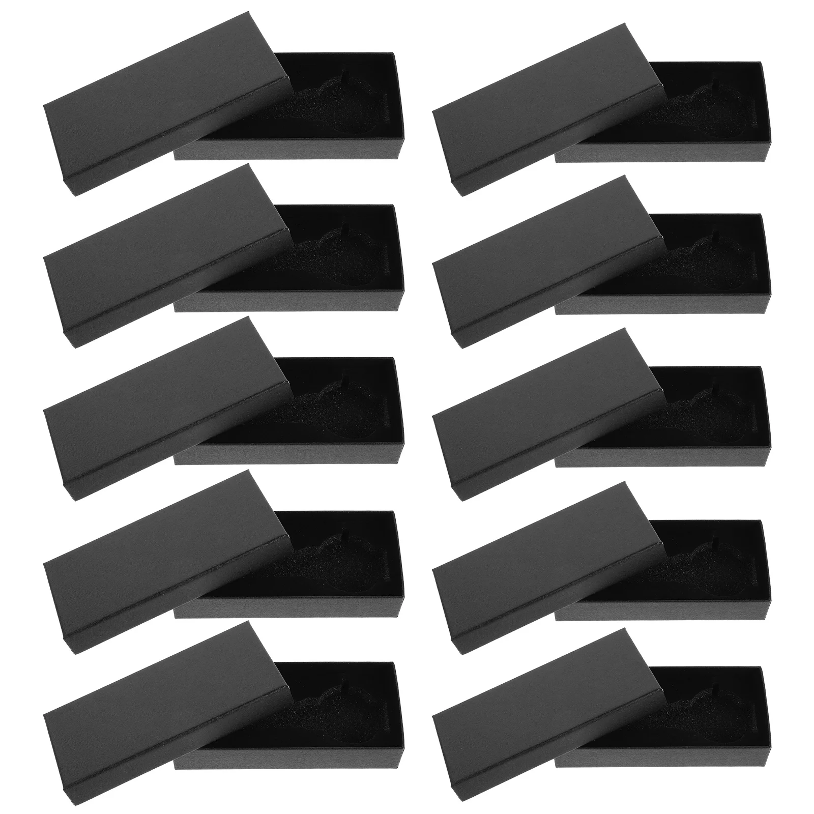 

10pcs Watch Box: Rectangular Black Single Watch Storage Case With Lid Display Stand For Men Women Jewelry Organizer