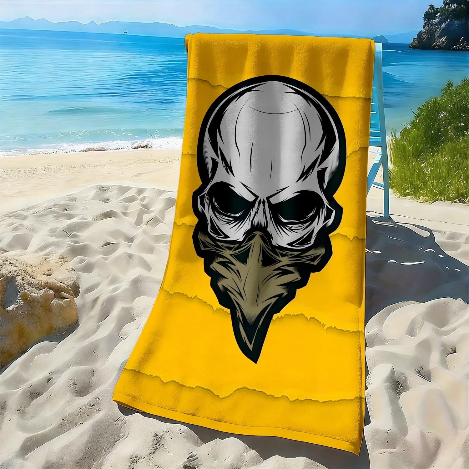 

Cool Skull Head Style Pattern polyester microfiber beach towel is highly absorbent, suitable for swimming and beach outings